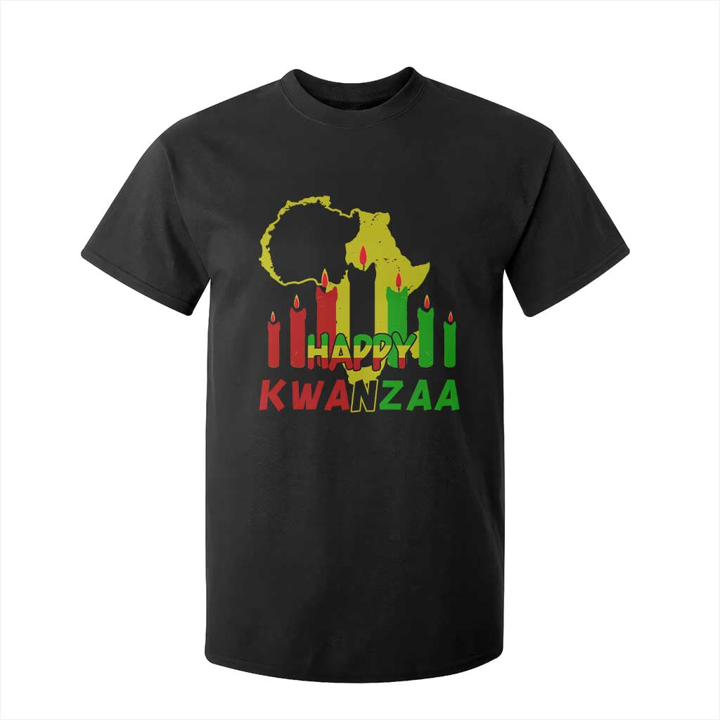 Happy Kwanzaa T Shirt For Kid Black Holiday African American Christmas Kinara Candle TS11 Black Print Your Wear