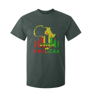 Happy Kwanzaa T Shirt For Kid Black Holiday African American Christmas Kinara Candle TS11 Dark Forest Green Print Your Wear