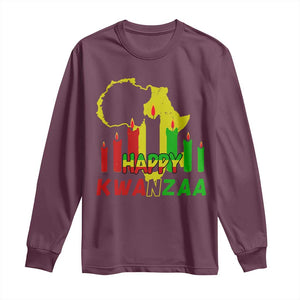 Happy Kwanzaa Long Sleeve Shirt Black Holiday African American Christmas Kinara Candle TS11 Maroon Print Your Wear