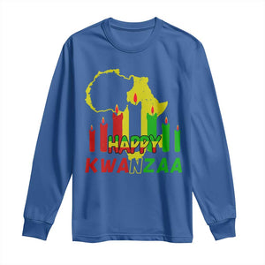 Happy Kwanzaa Long Sleeve Shirt Black Holiday African American Christmas Kinara Candle TS11 Royal Blue Print Your Wear