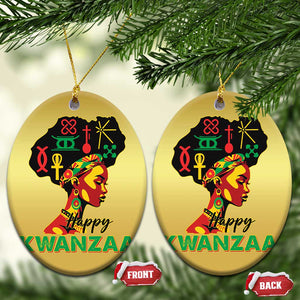 Happy Kwanzaa Christmas Ornament Nguzo Saba Symbols The 7 Principles Of Kwanzaa TS11 Oval Gold Print Your Wear