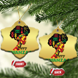 Happy Kwanzaa Christmas Ornament Nguzo Saba Symbols The 7 Principles Of Kwanzaa TS11 Snow Flake Gold Print Your Wear