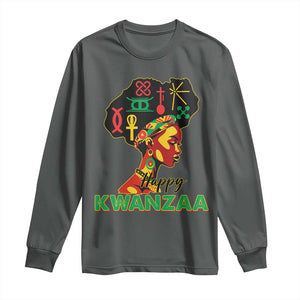 Happy Kwanzaa Long Sleeve Shirt Nguzo Saba Symbols The 7 Principles Of Kwanzaa TS11 Dark Heather Print Your Wear