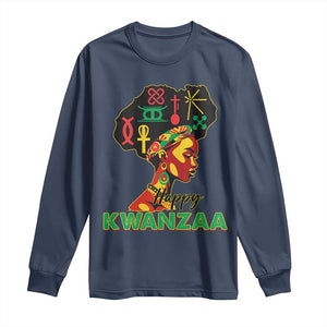 Happy Kwanzaa Long Sleeve Shirt Nguzo Saba Symbols The 7 Principles Of Kwanzaa TS11 Navy Print Your Wear