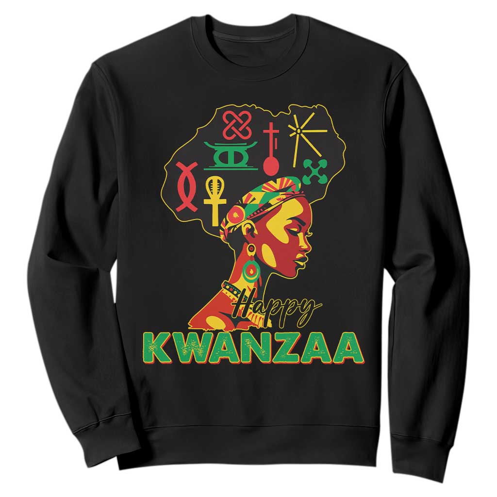 Happy Kwanzaa Sweatshirt Nguzo Saba Symbols The 7 Principles Of Kwanzaa TS11 Black Print Your Wear