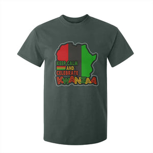 Keep Calm And Celebrate Kwanzaa T Shirt For Kid Black Holiday African American Christmas TS11 Dark Forest Green Print Your Wear