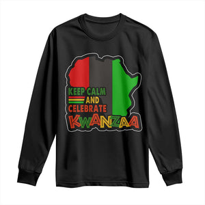 Keep Calm And Celebrate Kwanzaa Long Sleeve Shirt Black Holiday African American Christmas TS11 Black Print Your Wear