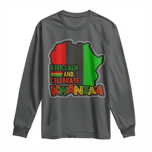 Keep Calm And Celebrate Kwanzaa Long Sleeve Shirt Black Holiday African American Christmas TS11 Dark Heather Print Your Wear