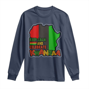 Keep Calm And Celebrate Kwanzaa Long Sleeve Shirt Black Holiday African American Christmas TS11 Navy Print Your Wear