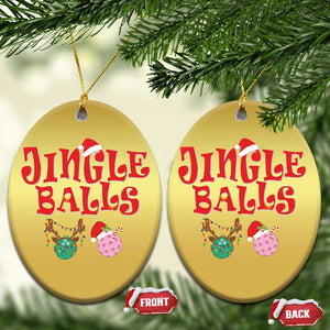 Funny Xmas Pickleball Christmas Ornament Jingle Balls Reindeer Santa Hat Ball TS11 Oval Gold Print Your Wear