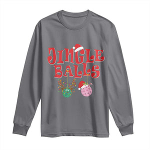 Funny Christmas Pickleball Long Sleeve Shirt Jingle Balls Reindeer Santa Hat Ball TS11 Charcoal Print Your Wear