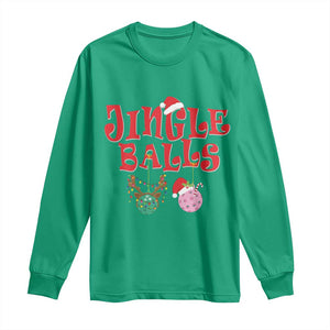 Funny Christmas Pickleball Long Sleeve Shirt Jingle Balls Reindeer Santa Hat Ball TS11 Irish Green Print Your Wear