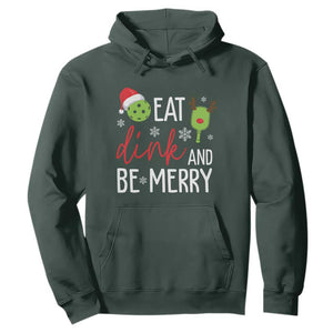 Funny Christmas Pickleball Hoodie Eat Dink And Be Merry TS11 Dark Forest Green Print Your Wear