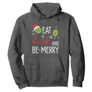 Funny Christmas Pickleball Hoodie Eat Dink And Be Merry TS11 Dark Heather Print Your Wear