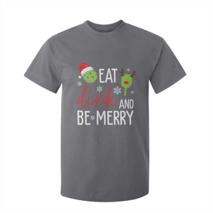 Funny Christmas Pickleball T Shirt For Kid Eat Dink And Be Merry TS11 Charcoal Print Your Wear