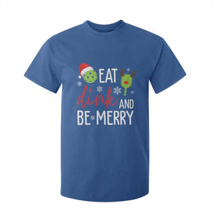 Funny Christmas Pickleball T Shirt For Kid Eat Dink And Be Merry TS11 Royal Blue Print Your Wear