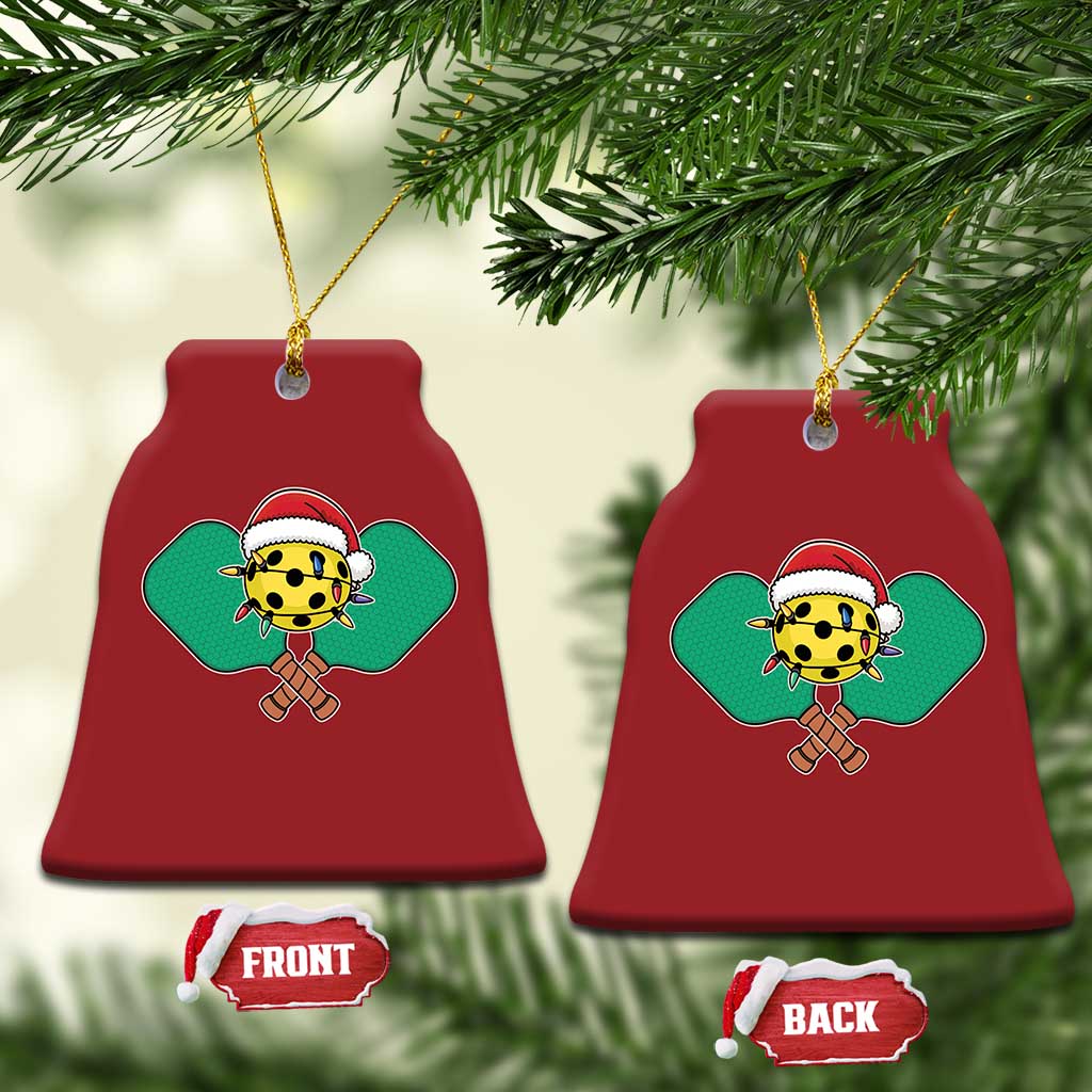 Funny Xmas Pickleball Holiday Santa Hat Christmas Ornament TS11 Bell Flake Red Print Your Wear