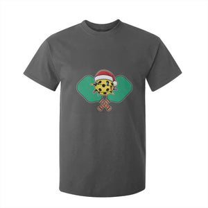 Funny Christmas Pickleball Holiday Santa Hat T Shirt For Kid TS11 Dark Heather Print Your Wear