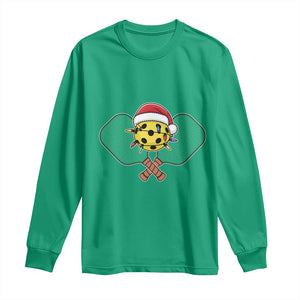 Funny Christmas Pickleball Holiday Santa Hat Long Sleeve Shirt TS11 Irish Green Print Your Wear