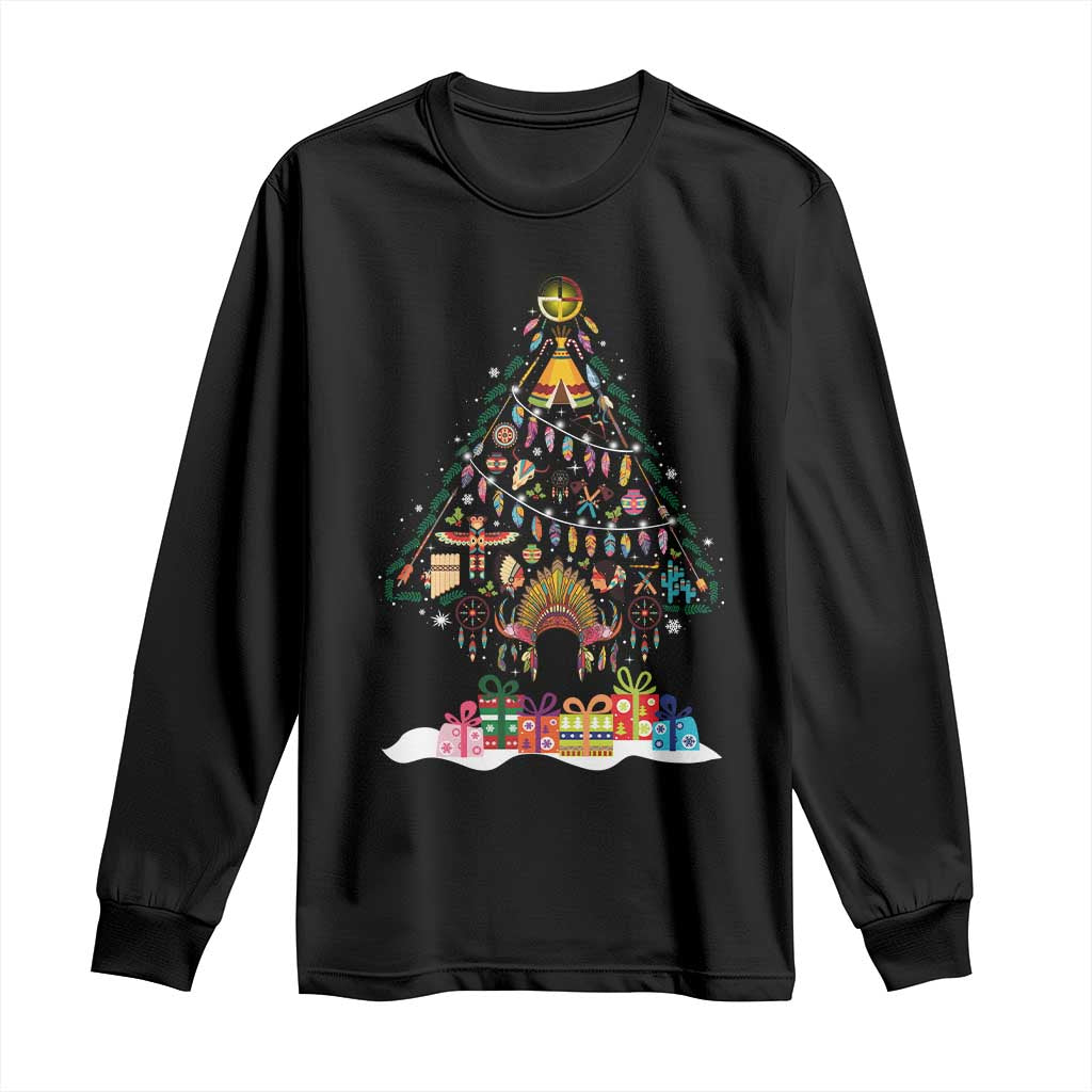 Funny Native American Christmas Tree Medicine Wheel Long Sleeve Shirt TS11 Black Print Your Wear