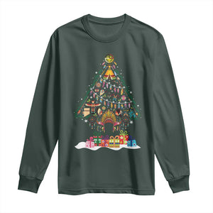 Funny Native American Christmas Tree Medicine Wheel Long Sleeve Shirt TS11 Dark Forest Green Print Your Wear