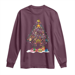 Funny Native American Christmas Tree Medicine Wheel Long Sleeve Shirt TS11 Maroon Print Your Wear