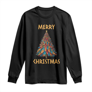 Funny Native American Eagle Feather Christmas Tree Long Sleeve Shirt TS11 Black Print Your Wear