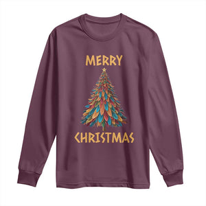 Funny Native American Eagle Feather Christmas Tree Long Sleeve Shirt TS11 Maroon Print Your Wear