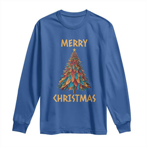 Funny Native American Eagle Feather Christmas Tree Long Sleeve Shirt TS11 Royal Blue Print Your Wear