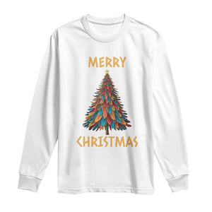 Funny Native American Eagle Feather Christmas Tree Long Sleeve Shirt TS11 White Print Your Wear