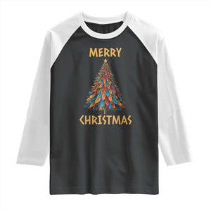 Funny Native American Eagle Feather Christmas Tree Raglan Shirt TS11 Black White Print Your Wear