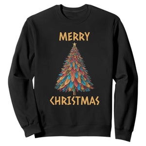 Funny Native American Eagle Feather Christmas Tree Sweatshirt TS11 Black Print Your Wear