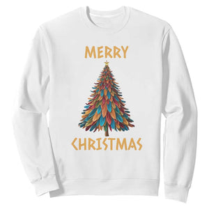 Funny Native American Eagle Feather Christmas Tree Sweatshirt TS11 White Print Your Wear