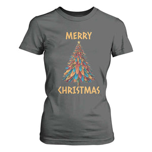 Funny Native American Eagle Feather Christmas Tree T Shirt For Women TS11 Dark Heather Print Your Wear