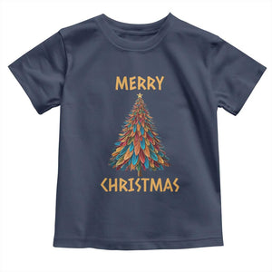 Funny Native American Eagle Feather Christmas Tree Toddler T Shirt TS11 Navy Print Your Wear