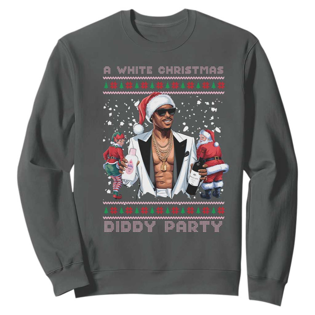 Funny A White Christmas Diddy Party Dirty Santa Sweatshirt TS11 Dark Heather Print Your Wear