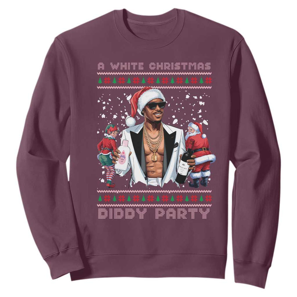 Funny A White Christmas Diddy Party Dirty Santa Sweatshirt TS11 Maroon Print Your Wear