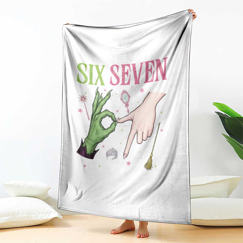 Funny Six Seven Witch Pink And Green Broomstick Magic Wand Throw Blanket TS11 Print Your Wear
