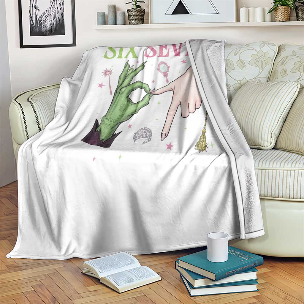 Funny Six Seven Witch Pink And Green Broomstick Magic Wand Throw Blanket TS11 Print Your Wear