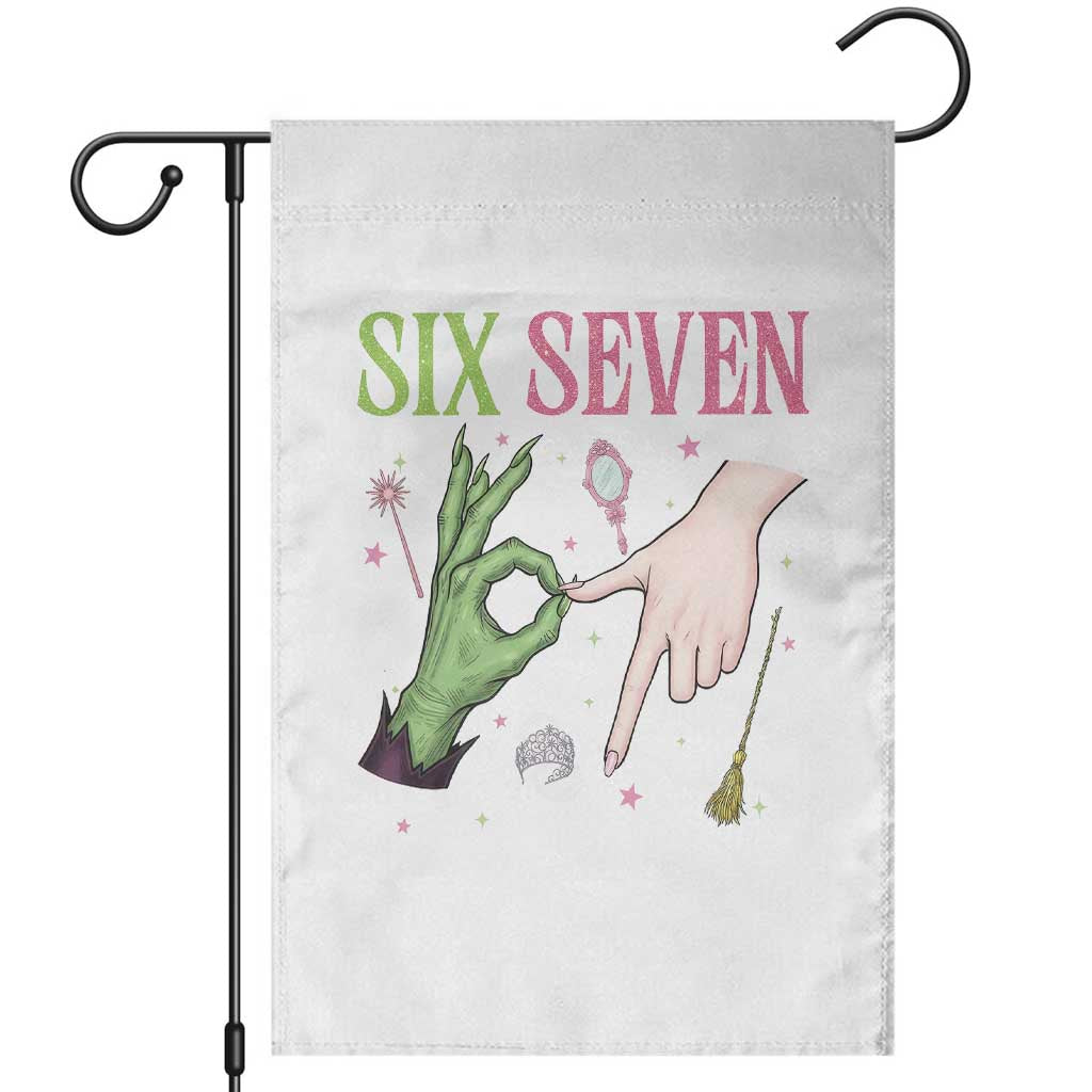 Funny Six Seven Witch Pink And Green Broomstick Magic Wand Garden Flag TS11 White Print Your Wear