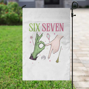 Funny Six Seven Witch Pink And Green Broomstick Magic Wand Garden Flag TS11 Print Your Wear