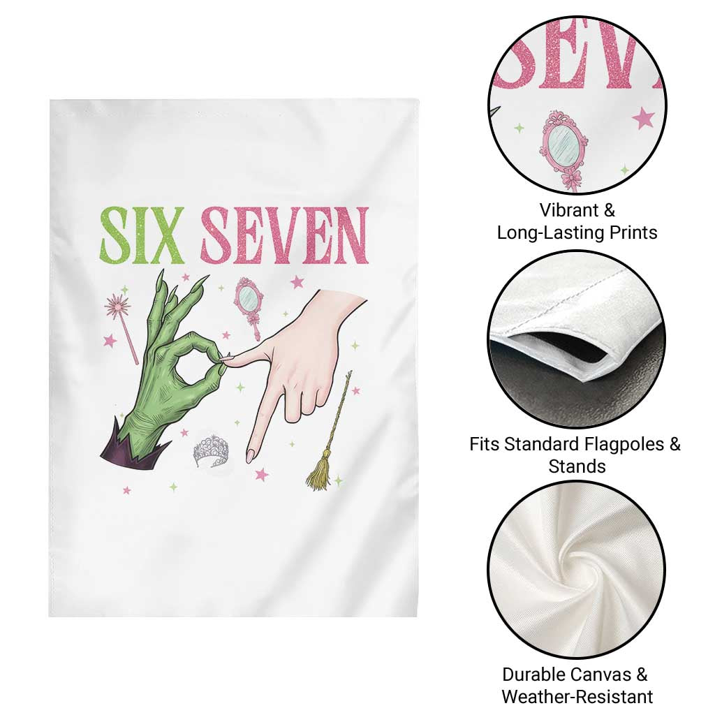Funny Six Seven Witch Pink And Green Broomstick Magic Wand Garden Flag TS11 Print Your Wear