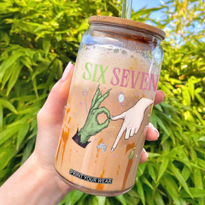 Funny Six Seven Witch Pink And Green Broomstick Magic Wand Glass Can TS11 White Print Your Wear