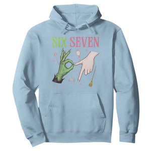 Funny Six Seven Witch Pink And Green Broomstick Magic Wand Hoodie TS11 Light Blue Print Your Wear