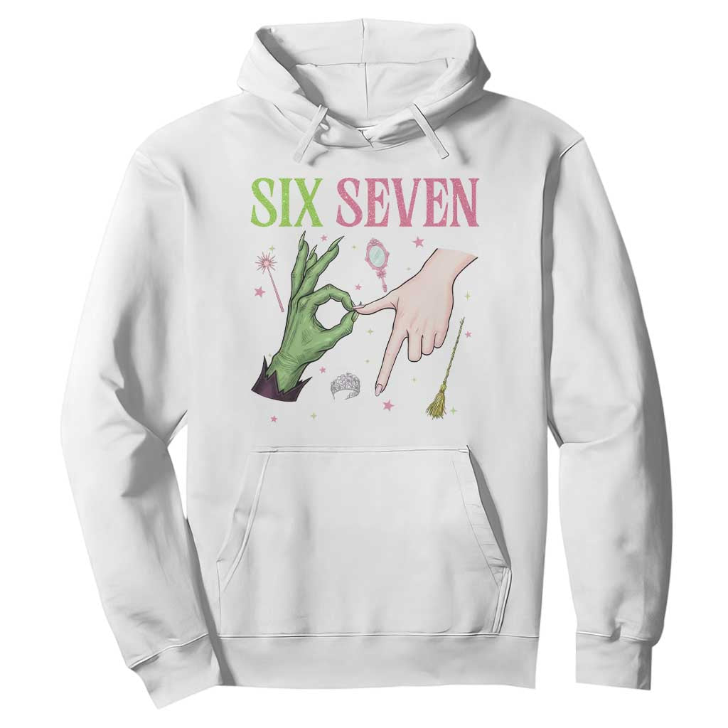Funny Six Seven Witch Pink And Green Broomstick Magic Wand Hoodie TS11 White Print Your Wear