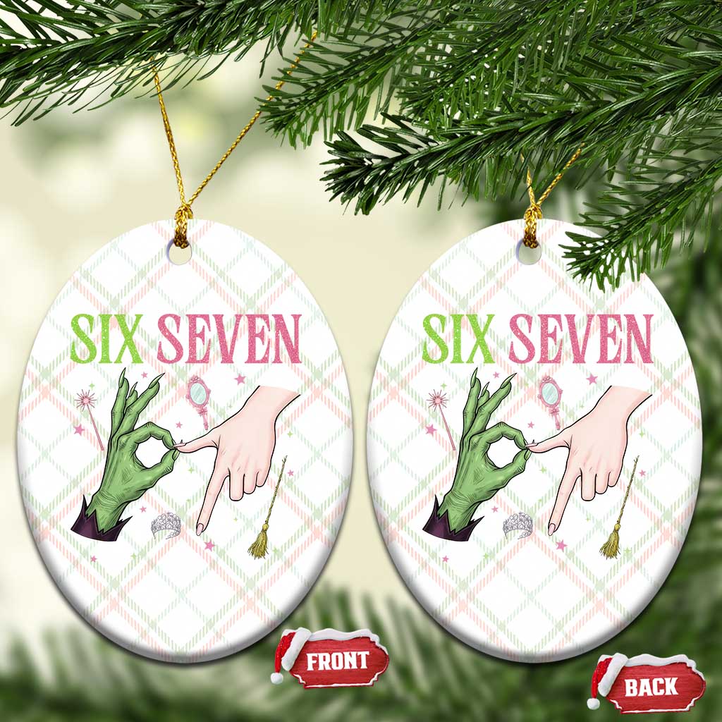 Funny Six Seven Witch Pink And Green Broomstick Magic Wand Ceramic Ornament TS11 Print Your Wear