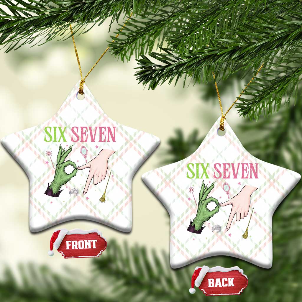 Funny Six Seven Witch Pink And Green Broomstick Magic Wand Ceramic Ornament TS11 Print Your Wear