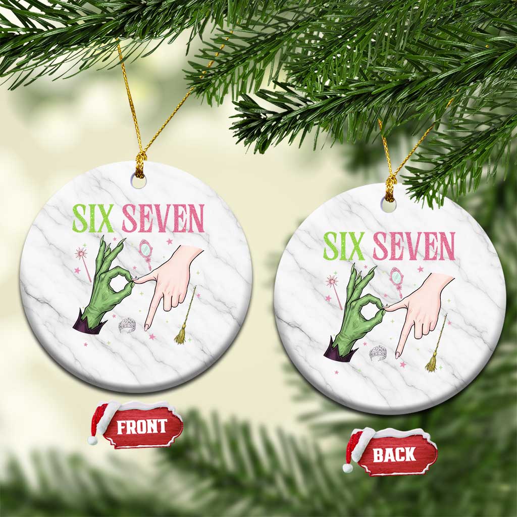 Funny Six Seven Witch Pink And Green Broomstick Magic Wand Ceramic Ornament TS11 1pc White Marble Print Your Wear