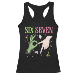 Funny Six Seven Witch Pink And Green Broomstick Magic Wand Racerback Tank Top TS11 Black Print Your Wear