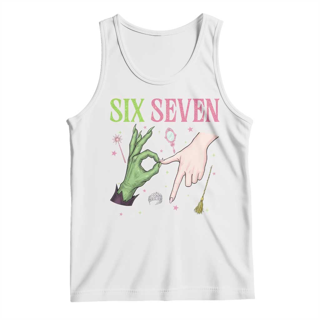Funny Six Seven Witch Pink And Green Broomstick Magic Wand Tank Top TS11 White Print Your Wear